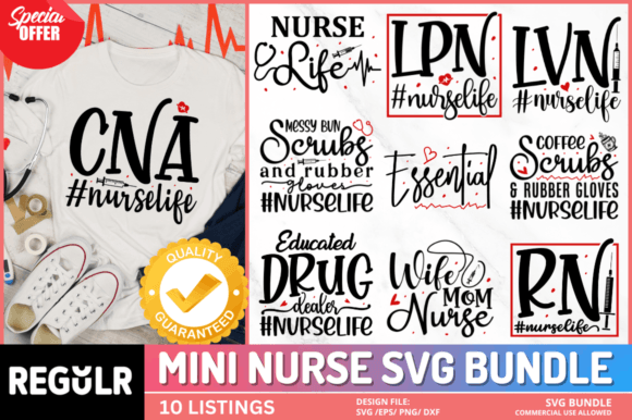 Mini Nurse Svg Bundle Under the Embroidery Lens
